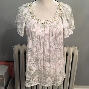 Mint Paisley light weight Tshirt large